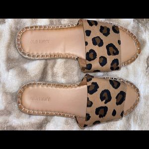 Old Navy leopard espadrille slides